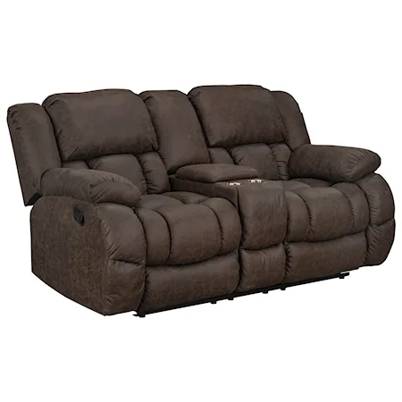 Casual Manual Power Reclining Loveseat with Cup Holders and Storage Console